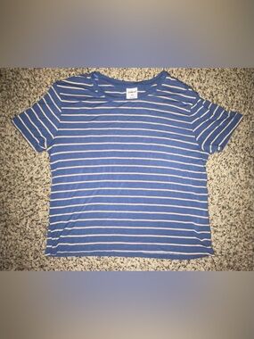 Jo & Co Blue and White Striped Short Sleeve Tee